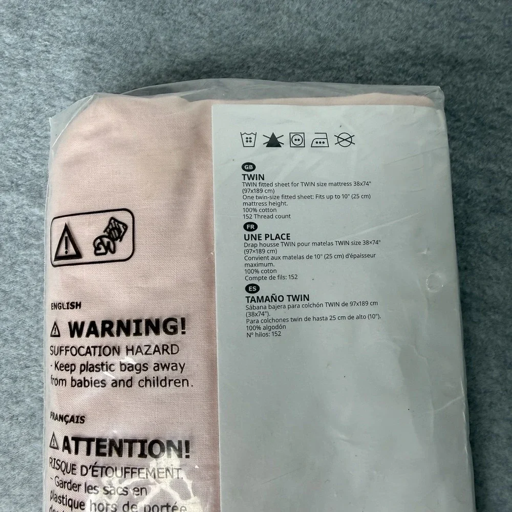 New IKEA Dvala Light Pink Fitted Sheet 38 X 74 Inch Girls Room Cottagecore